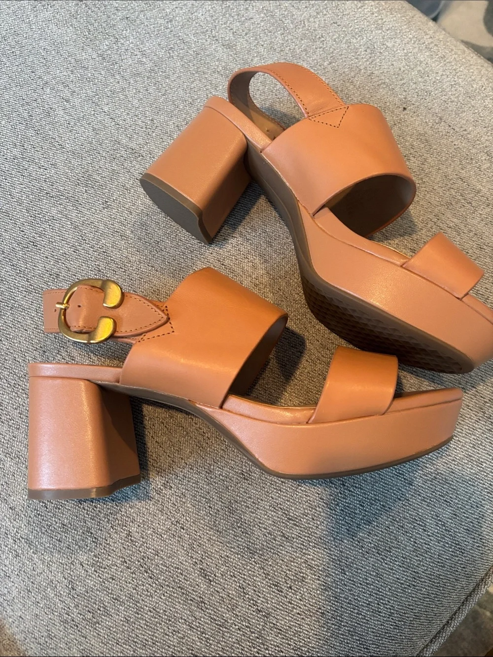AEROSOLES Cognac Wide-Strap Block Heel Sandals - Picture 3 of 4